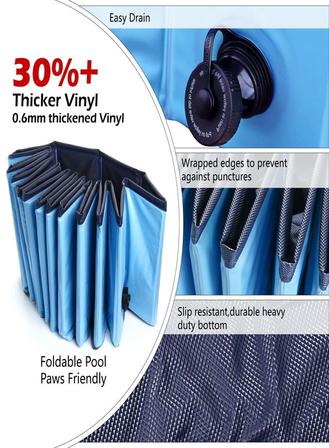 Jasonwell Foldable Dog Pool Collapsible Hard Plastic Dog Swimming Pool Portable Kiddie Pool Pet Pool Doggie Wading Pool Bath Tub for Puppy Small Medium Large Dogs Cats and Kids 55.1" - Image 3