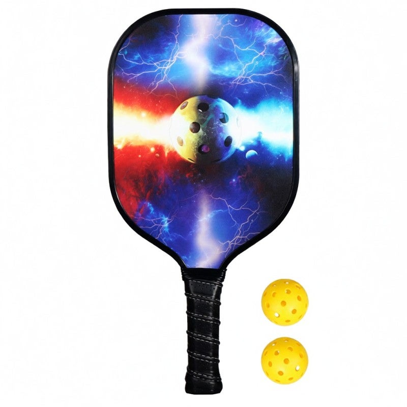 Leijiaer Ultralight Pickleball Paddle Set 1 Carbon Fiber Paddle 2 Yellow Pickleballs 1 Drawstring Bag - Honeycomb Core Vibration Absorption Soft PU Handle for Casual Competitive Play - Image 1