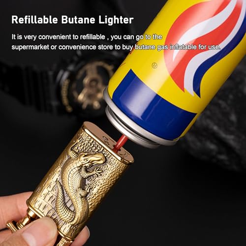 XQBBIDM Torch Lighter, Relief Tiger Design Magic Dual Flame Lighter with Adjusting Flame Tool, Creative Windproof Lighter, Cool Jet Flame Butane Lighter, Refillable Butane Lighter for Outdoor Indoor - Image 3