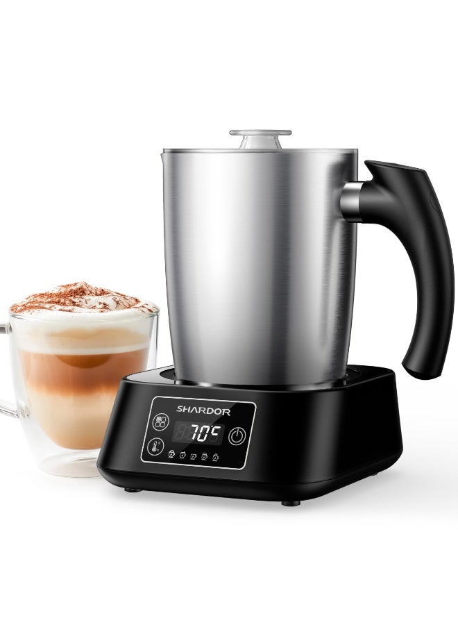 شاردور مُبَخِّر وقَامِع حليب كهربائي 5 في 1، مع إعدادات حرارة قابلة للتعديل، سعة 500 مل من الفولاذ المقاوم للصدأ القابل للفصل، يصنع رغوة ساخنة وباردة للمشروبات مثل القهوة واللاتيه والشوكولاتة الساخنة، آمن للغسيل في غسالة الصحون. - Image 1