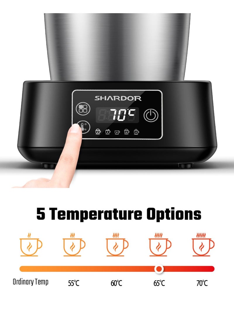 شاردور مُبَخِّر وقَامِع حليب كهربائي 5 في 1، مع إعدادات حرارة قابلة للتعديل، سعة 500 مل من الفولاذ المقاوم للصدأ القابل للفصل، يصنع رغوة ساخنة وباردة للمشروبات مثل القهوة واللاتيه والشوكولاتة الساخنة، آمن للغسيل في غسالة الصحون. - Image 3
