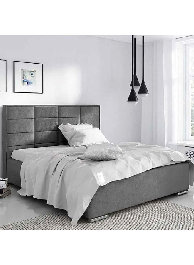 A to Z Furniture Ibiza upholstered Bed in Velvet Fabric 200x200cm Super King Bed in Dark Grey Color