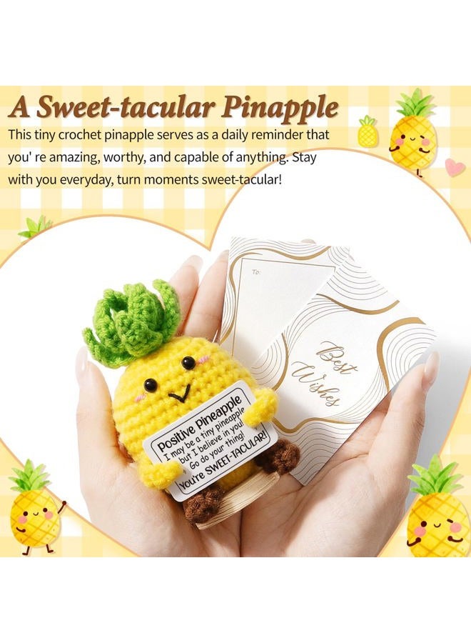 MAYICIVO Emotional Support Crochet Positive Pineapple Inspirational Cheer Gifts for Women, Handmade Positive Crochet Gift Thank You Birthday Christmas Teacher Appreciation Gifts for Coworker Nurse Mom Friends - Image 2