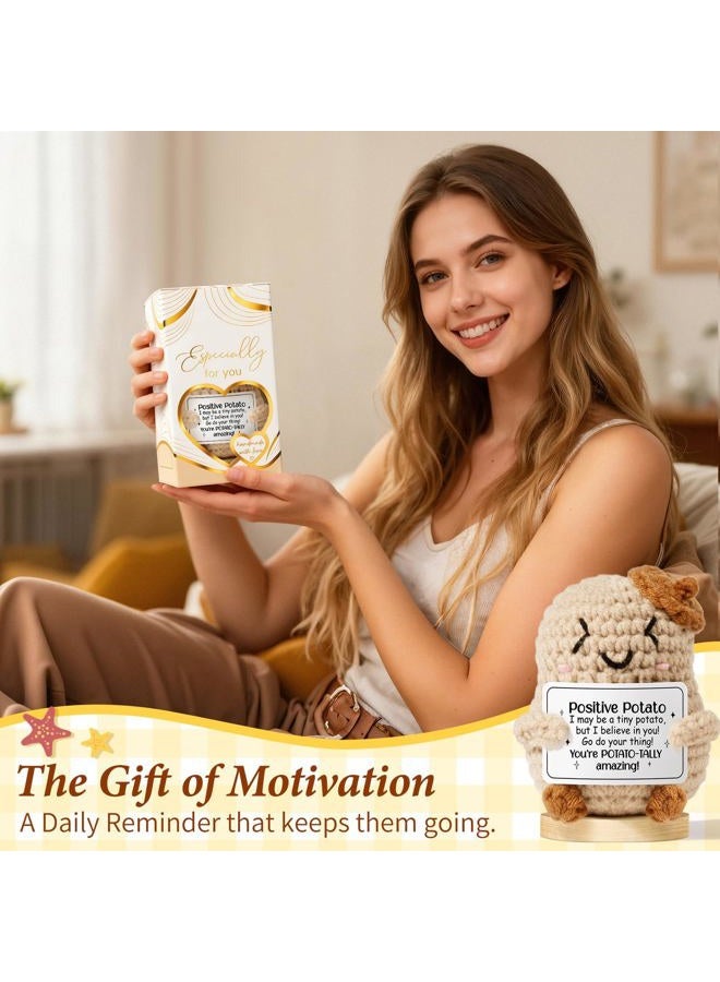 MAYICIVO Emotional Support Crochet Positive Pineapple Inspirational Cheer Gifts for Women, Handmade Positive Crochet Gift Thank You Birthday Christmas Teacher Appreciation Gifts for Coworker Nurse Mom Friends - Image 5