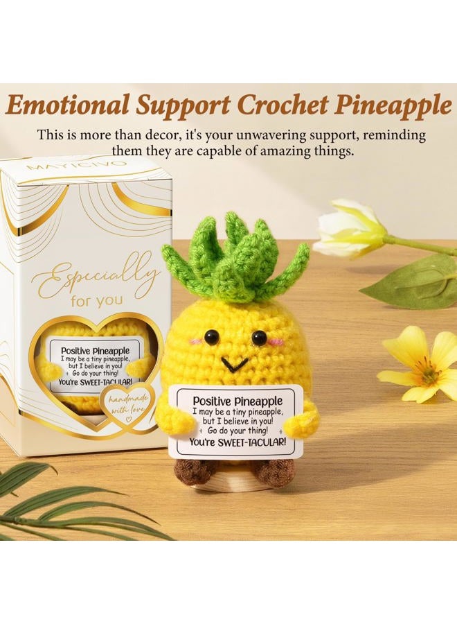 MAYICIVO Emotional Support Crochet Positive Pineapple Inspirational Cheer Gifts for Women, Handmade Positive Crochet Gift Thank You Birthday Christmas Teacher Appreciation Gifts for Coworker Nurse Mom Friends - Image 3