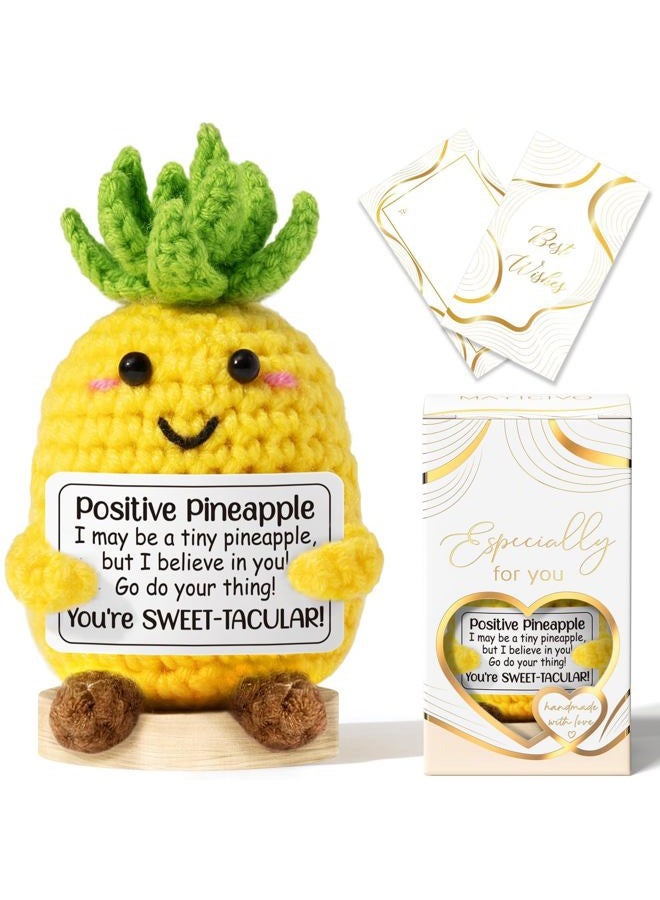 MAYICIVO Emotional Support Crochet Positive Pineapple Inspirational Cheer Gifts for Women, Handmade Positive Crochet Gift Thank You Birthday Christmas Teacher Appreciation Gifts for Coworker Nurse Mom Friends - Image 1