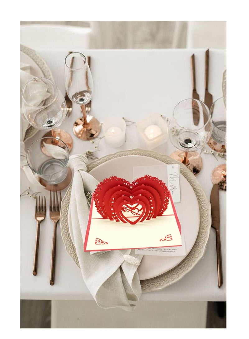 Greeting Card for her him Heart-Shaped 3D Pop UP Greeting Wife Husband  kids - Image 3