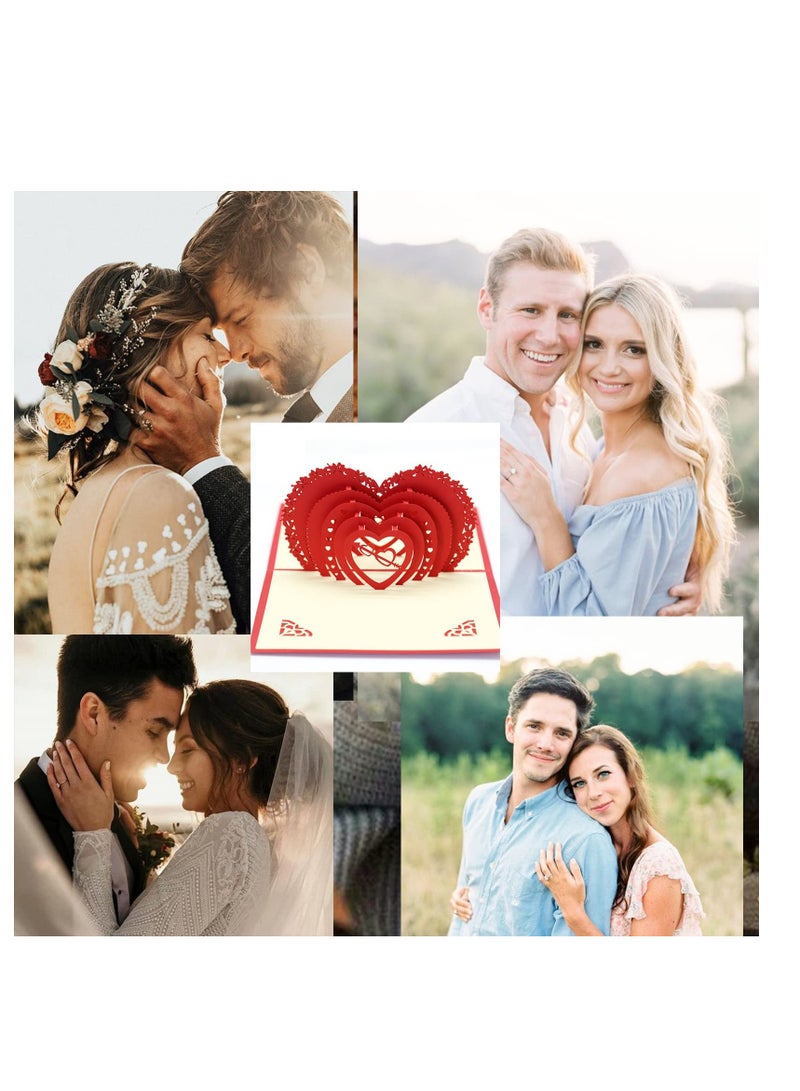Greeting Card for her him Heart-Shaped 3D Pop UP Greeting Wife Husband  kids - Image 2