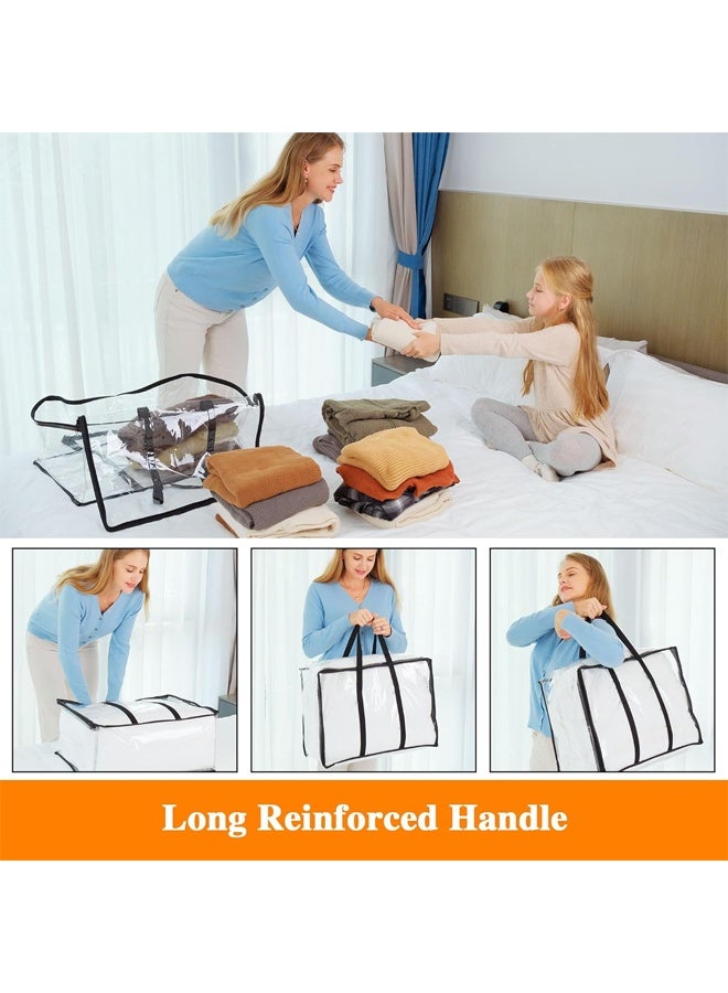 DUNISO 3Pcs Clear Clothes Storage Bag， Foldable Moving Bags with Zipper Handle，Underbed Storage Organizer Bag，Waterproof and Dustproof, Sturdy and Durable，for Bedding, Duvet, Comforter，Pillow，Toys，46*23*38cm - Image 3