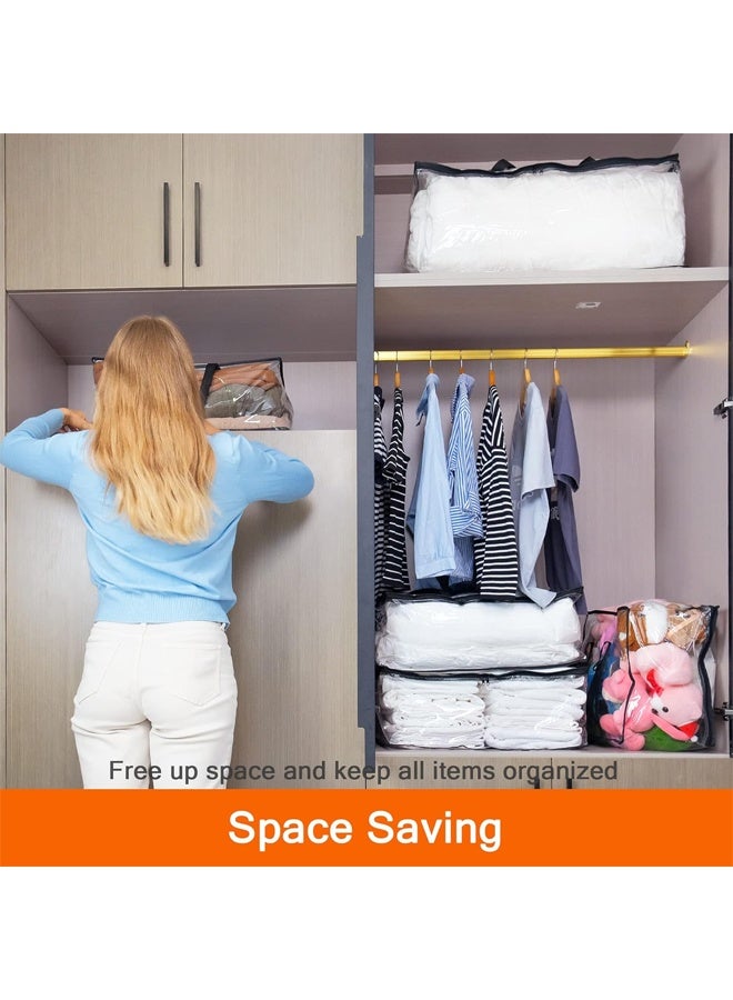 DUNISO 3Pcs Clear Clothes Storage Bag， Foldable Moving Bags with Zipper Handle，Underbed Storage Organizer Bag，Waterproof and Dustproof, Sturdy and Durable，for Bedding, Duvet, Comforter，Pillow，Toys，46*23*38cm - Image 5