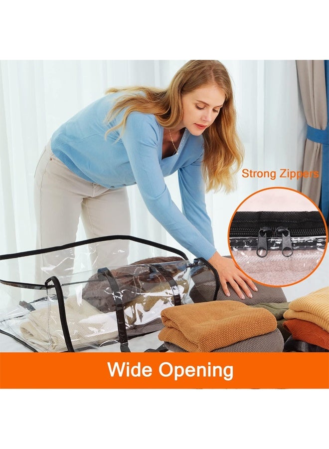 DUNISO 3Pcs Clear Clothes Storage Bag， Foldable Moving Bags with Zipper Handle，Underbed Storage Organizer Bag，Waterproof and Dustproof, Sturdy and Durable，for Bedding, Duvet, Comforter，Pillow，Toys，46*23*38cm - Image 4