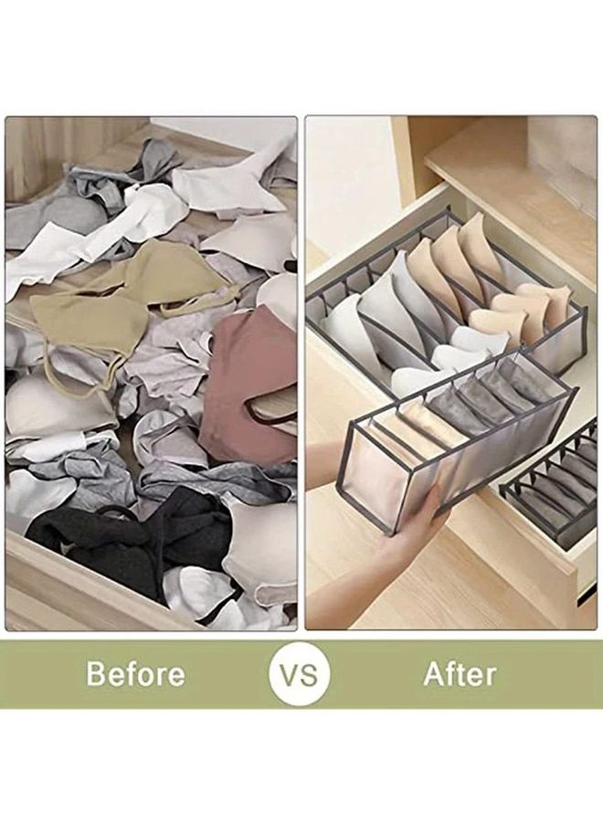 White Foldable Bra Underwear Organizer Drawer Divider 6 Compartment for Socks - Image 4