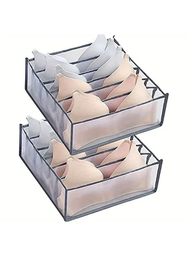 White Foldable Bra Underwear Organizer Drawer Divider 6 Compartment for Socks - Image 1
