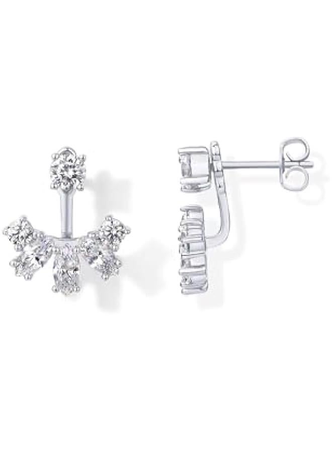 PAVOI 18K Gold Plated Sterling Silver Posts Cubic Zirconia Ear Jacket Statement Earrings for Women | Front & Back Stud Earring Jackets - Image 1