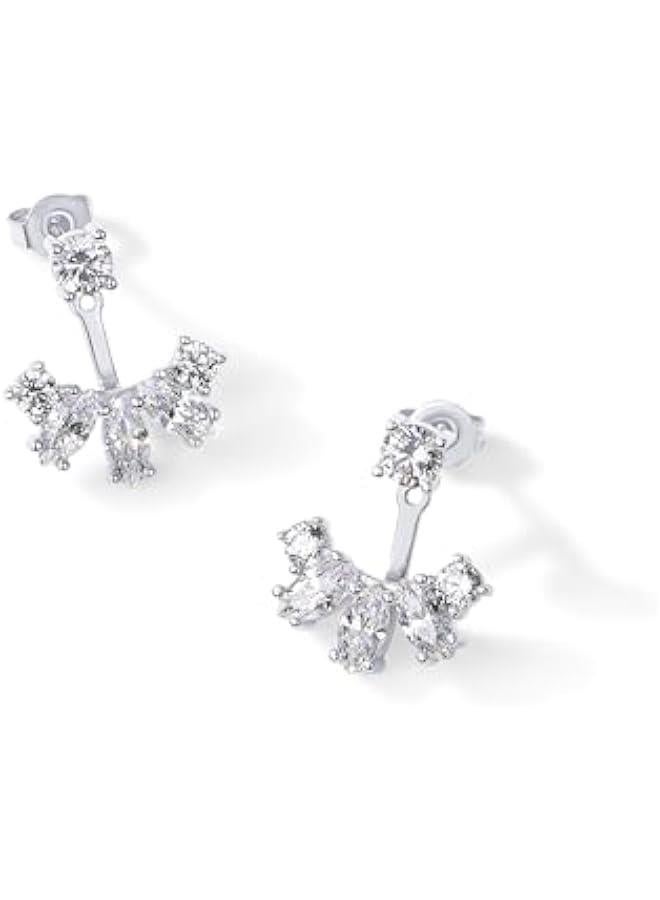 PAVOI 18K Gold Plated Sterling Silver Posts Cubic Zirconia Ear Jacket Statement Earrings for Women | Front & Back Stud Earring Jackets - Image 5