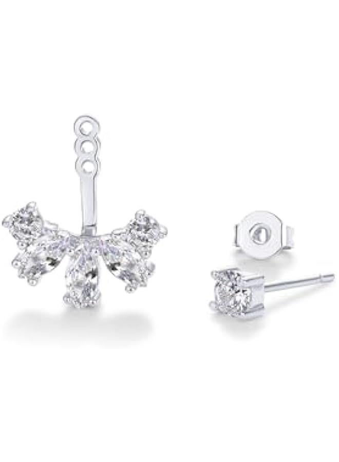 PAVOI 18K Gold Plated Sterling Silver Posts Cubic Zirconia Ear Jacket Statement Earrings for Women | Front & Back Stud Earring Jackets - Image 3