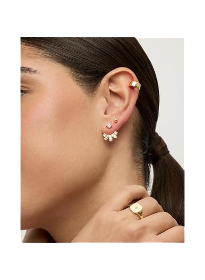 PAVOI 18K Gold Plated Sterling Silver Posts Cubic Zirconia Ear Jacket Statement Earrings for Women | Front & Back Stud Earring Jackets - Image 4