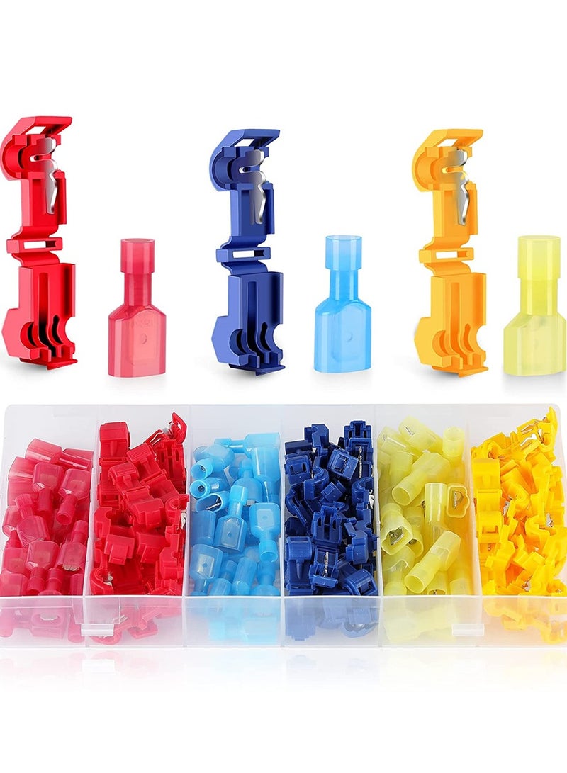 120 Pcs T-Tap Wire Connectors Kit - Self-Stripping Quick Splice Electrical Connectors with Insulated Male Quick Disconnect Spade Terminals for Easy Wiring - Image 1