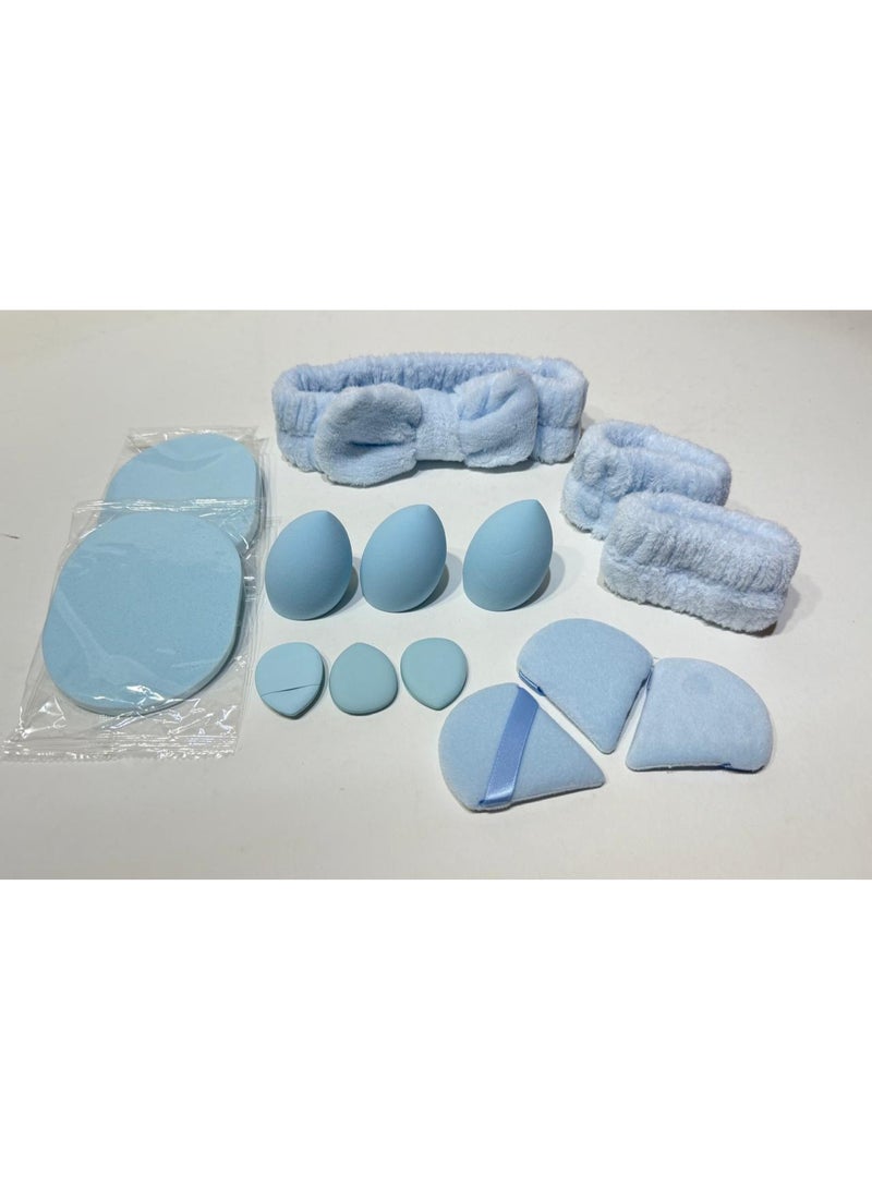 KIKI 14PCS/SET Cosmetic Puff Makeup Sponge Beauty Egg Foundation Sponges Puff Wash Face Headband Wristband Make up Accessories - Image 1