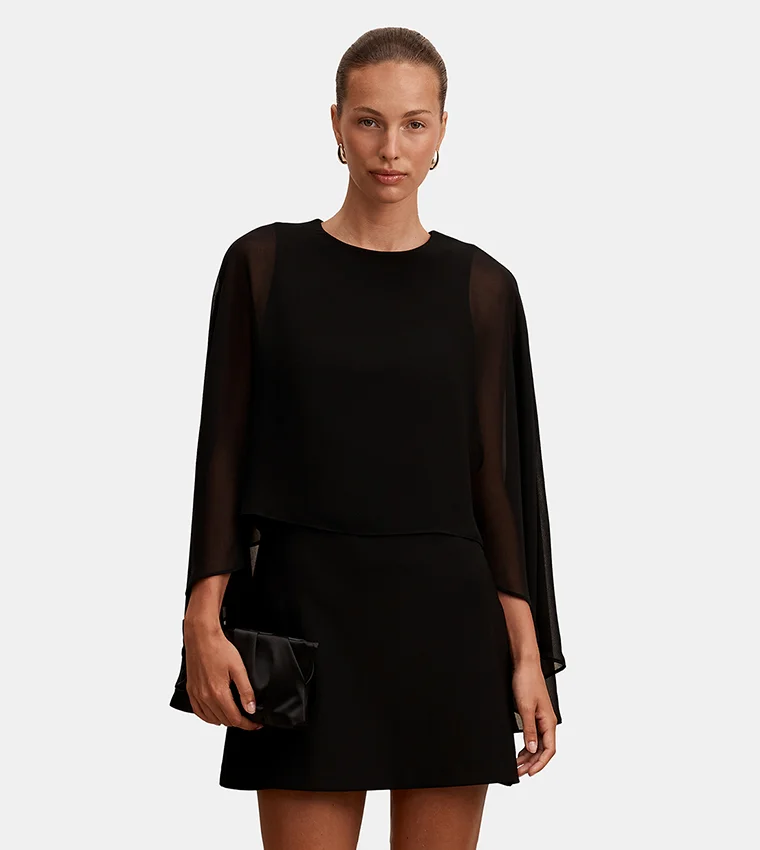 forever new Irena Sheer Cape Mini Dress