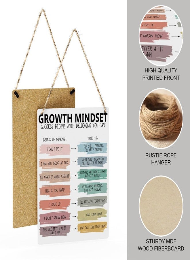 SENJIAN Rustic Inspirational Quote Wood Decor Sign, Mental Health Theme Growth Mindset Printed Wood Sign Wall Art, Hanging Door Sign, Decorative Wood Sign Home Therapy Office Decor 8" x 10" - Image 2