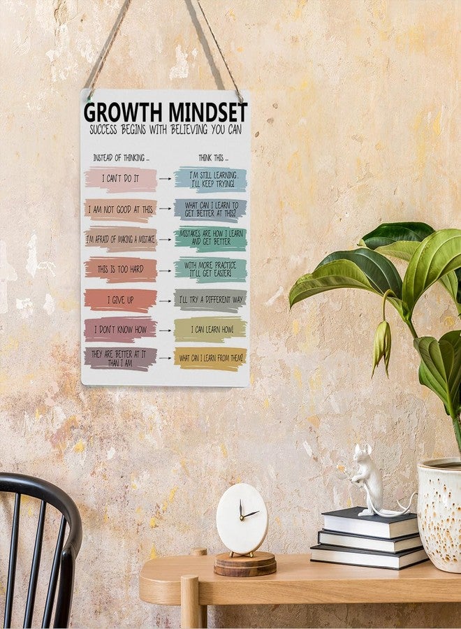 SENJIAN Rustic Inspirational Quote Wood Decor Sign, Mental Health Theme Growth Mindset Printed Wood Sign Wall Art, Hanging Door Sign, Decorative Wood Sign Home Therapy Office Decor 8" x 10" - Image 5