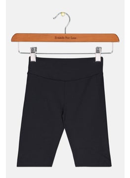 oysho Kids Girl Sportswear High Rise Biking Short, Black  - Image 1