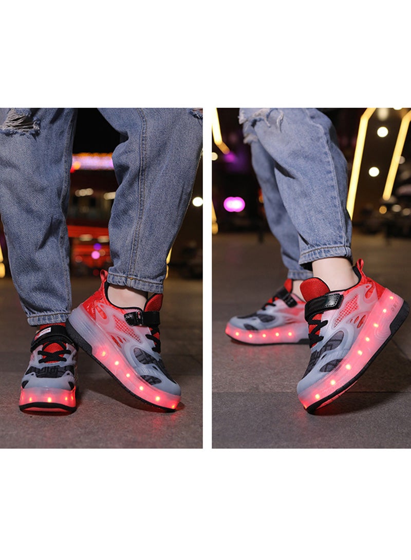 Sharpdo Kids Roller Skates Light up Shoes with Double Wheel Shoes LED USB Charging Roller Sneakers for Girls Boys Best Gift - Image 3