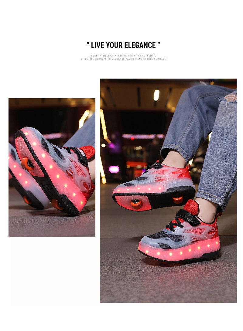 Sharpdo Kids Roller Skates Light up Shoes with Double Wheel Shoes LED USB Charging Roller Sneakers for Girls Boys Best Gift - Image 4