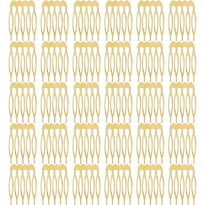 Cinaci Cinaci 30pcs Small Plain Blank DIY Craft Gold Metal Hair Side Combs Slides with 5 Teeth Wedding Bridal Veil Combs Headpieces French Twist Bun Hair Clips for Women Flower Girls Brides Gold30 Pack 