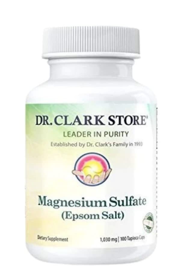Dr Clark Store Magnesium SULFATE Epsom Salt Vegetarian 1030 MG 100 Tapioca CAPS