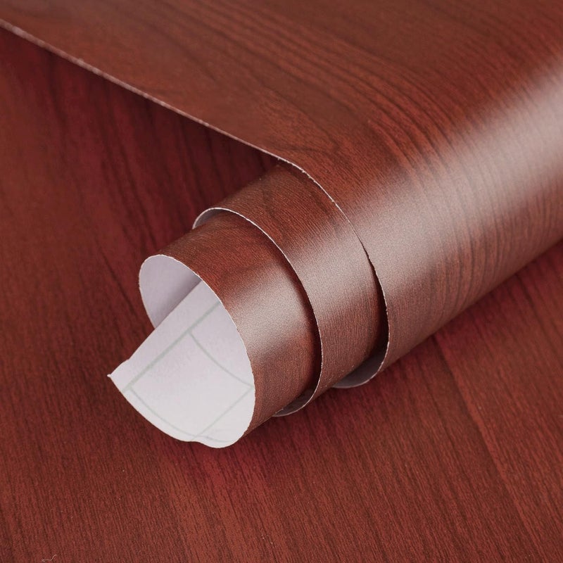 BAYYA Wide Cherry Wood Grain SelfAdhesive Wallpaper Red Brown 24x197inch Matte Thick Waterproof Furniture Stickers Cabinet Countertop Contact Paper DIY Vinyl Wall Paper Faux Wood Stickers Removable