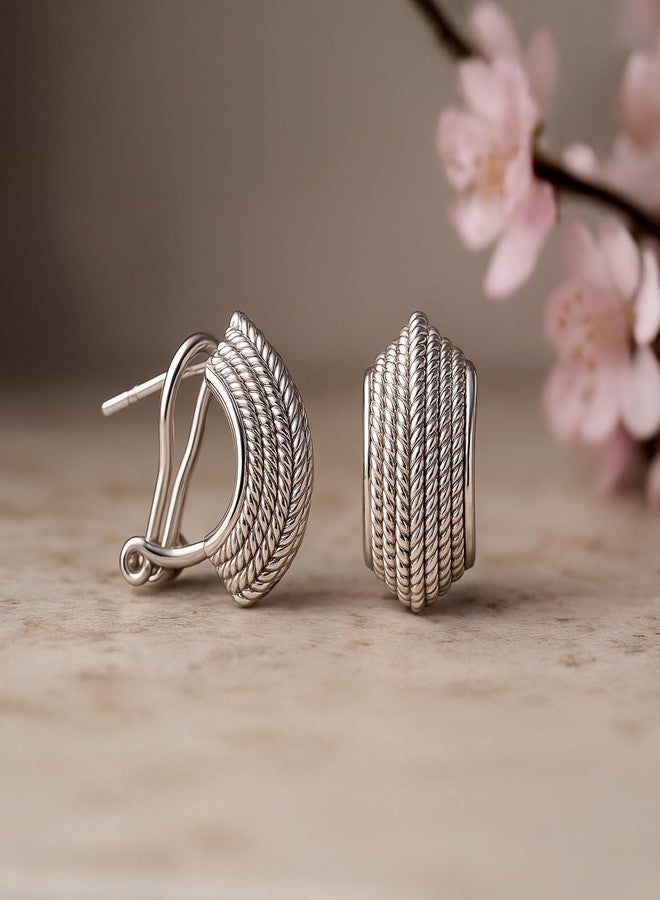 ليكالا أقراط ليكالا من الفضة الإسترليني عيار 925 بتصميم أوميغا للنساء | أقراط مرصعة بتصميم أوميغا، هدية مثالية لها أو لزوجتك أو حبيبتك | مجوهرات كلاسيكية مناسبة للارتداء اليومي أو المناسبات الخاصة، 17 مم - Image 3