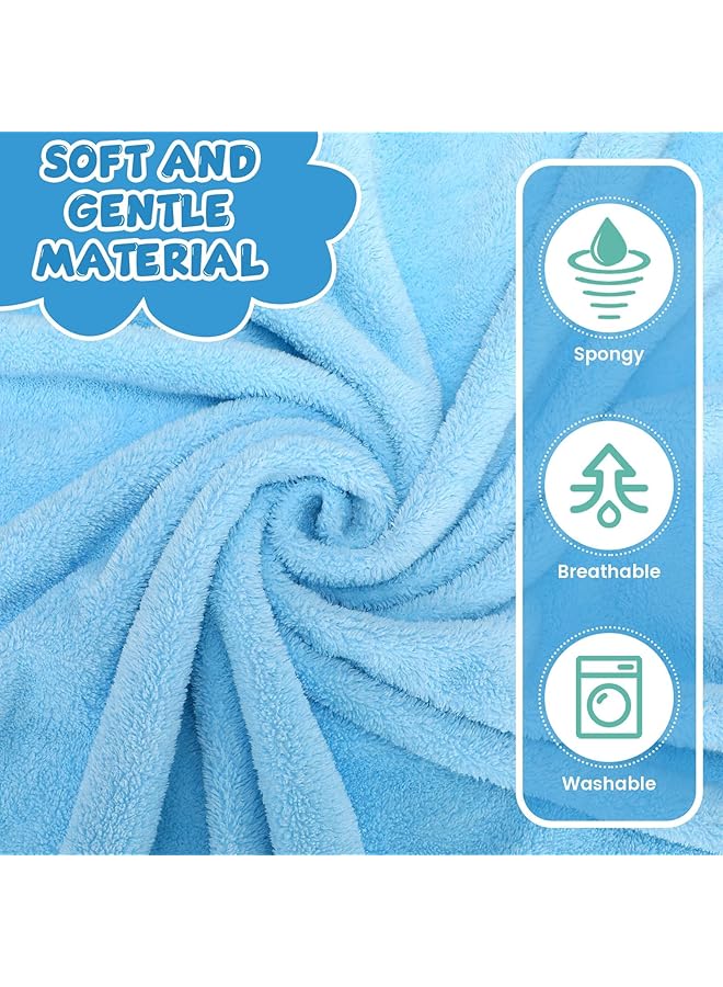Excefore Baby Hooded Towel 2 Pcs 32 X 32 In Coral Fleece Hooded Towel Infant Towels Absorbent Soft Bath Towel Baby With Bear Ear For Newborn Toddler Infant Baby Shower Stuff Gift (Blue Green) - Image 3