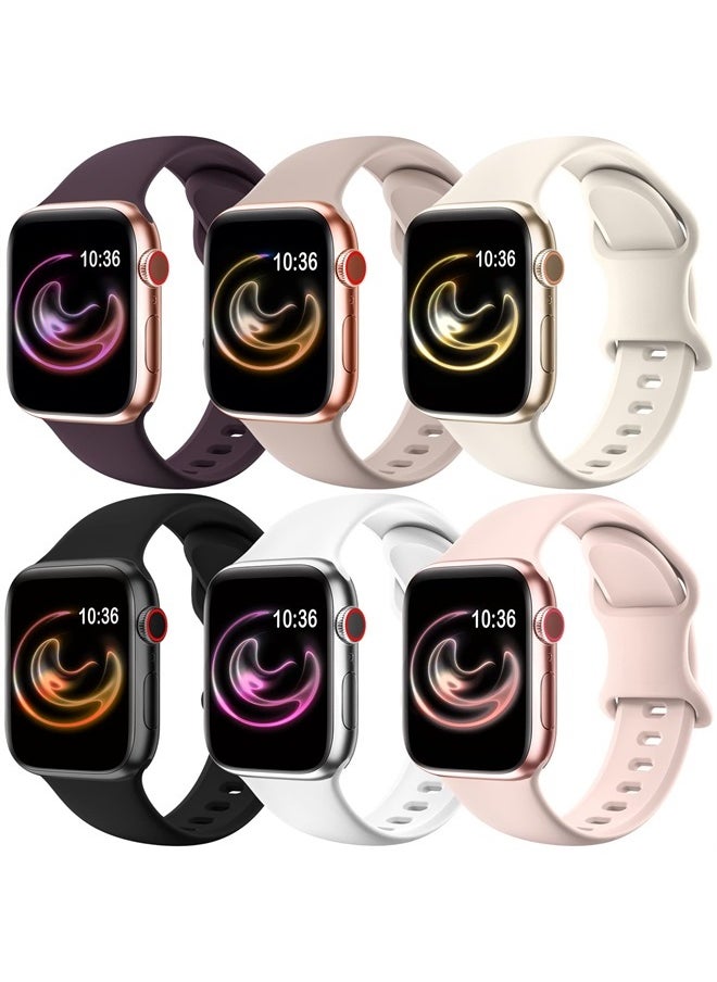ZALAVER - 6 Pack Bands Compatible with Apple Watch Band 38mm 40mm 41mm 42mm 44mm 45mm 49mm Men Women, Soft Silicone Sport Strap for iWatch Ultra Series 8 7 6 5 4 3 2 1 SE - Image 1