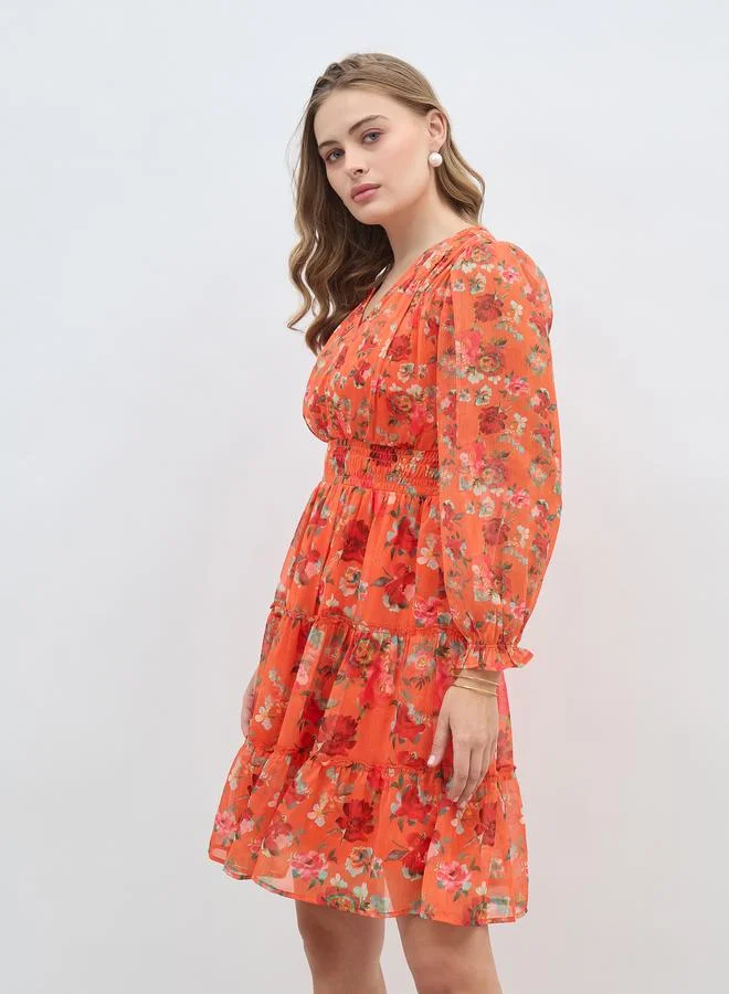 Styli Floral Chiffon Dress