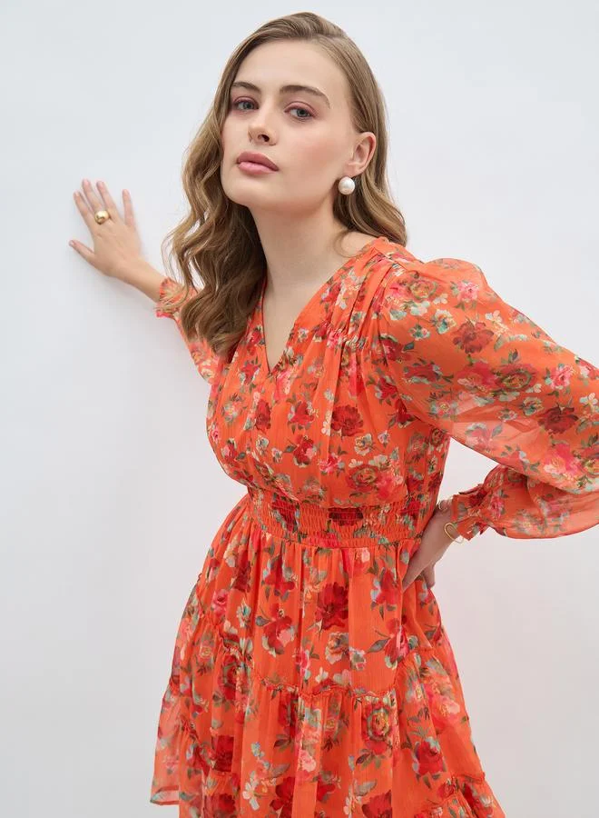 Styli Floral Chiffon Dress