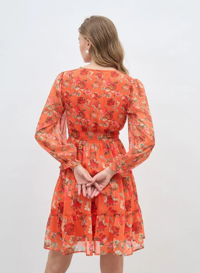 Styli Floral Chiffon Dress