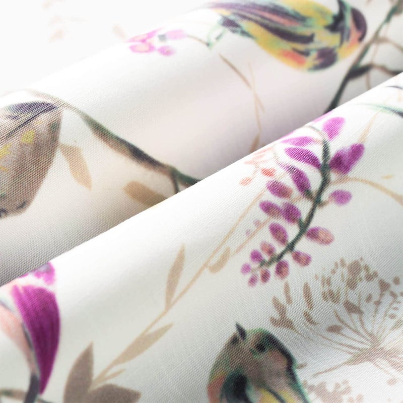 Purple Bird Print Linen Textured Curtains, 52x84, 1 Panel, Grommet - Image 5