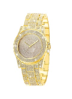 Luxury Ladies Watch Iced Out Watch with Quartz Movement Crystal Rhinestone Diamond Watches for Women Stainless Steel Wristwatch Full Diamonds (Gold)