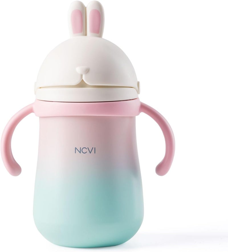 NCVI Pink Bunny Weighted Straw Sippy Cup - Image 1