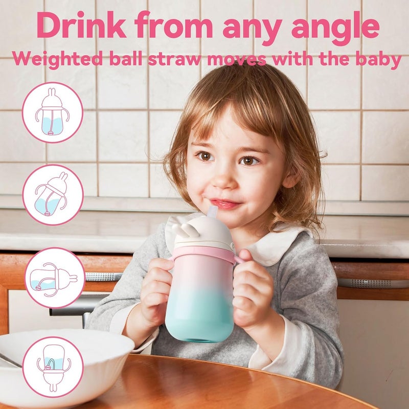 NCVI Pink Bunny Weighted Straw Sippy Cup - Image 4