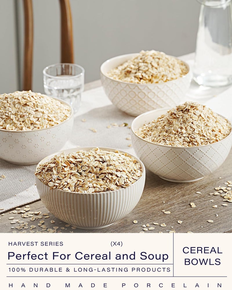 getstar Ceramic Soup Bowls Cereal Bowl Set of 4 with Assorted Embossment 61 inch  30 oz Farmhouse Vintage Color Bowls for Kitchen - Image 2