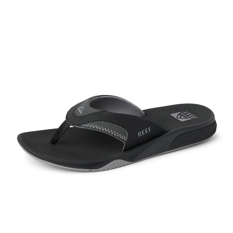 REEF Cushion Fanning Mens Flip Flop, Arch Support, Durable Outsole, Water Friendly, Black, 8 - Image 1