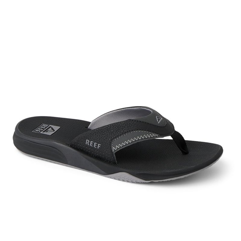 REEF Cushion Fanning Mens Flip Flop, Arch Support, Durable Outsole, Water Friendly, Black, 8 - Image 4