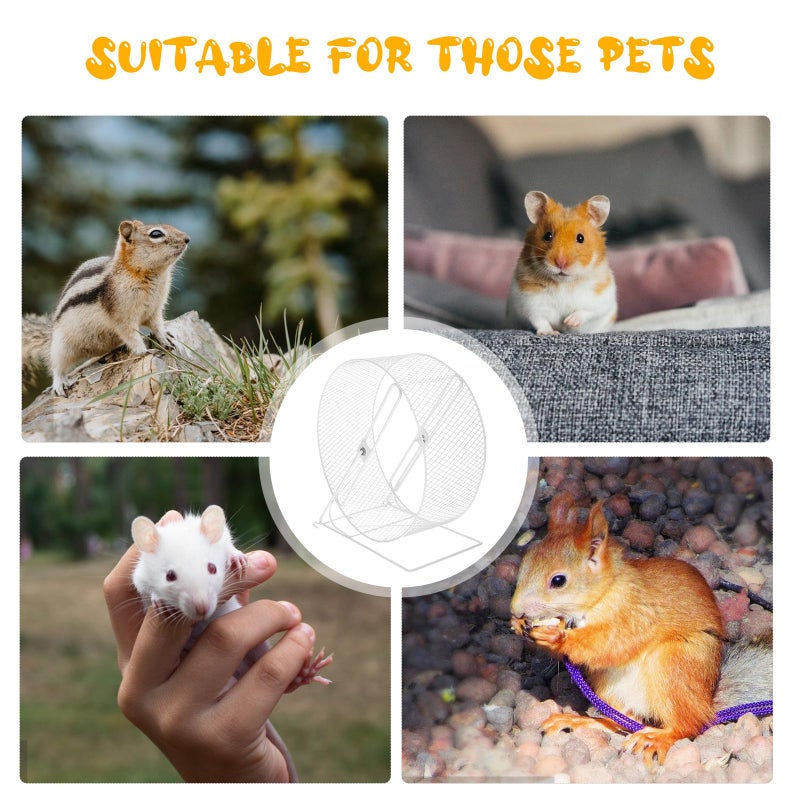 26cm White Silent Small Pet Running Wheel With Stand For Hamsters Squirrels Hedgehogs - Image 4