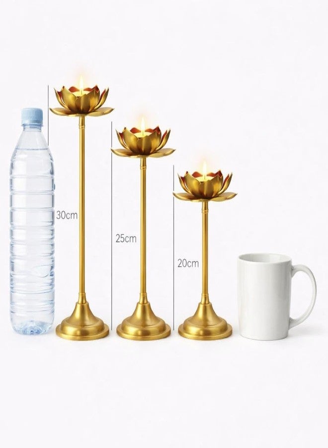AGAAS Enterprises Metal Lotus Tealight Candle Holder Set of 6 with Rangoli Diya Stand - Gold Diwali Pooja Decoration, Home Décor Table Centerpiece, Festive Gift Set for Housewarming & Navratri - Image 2