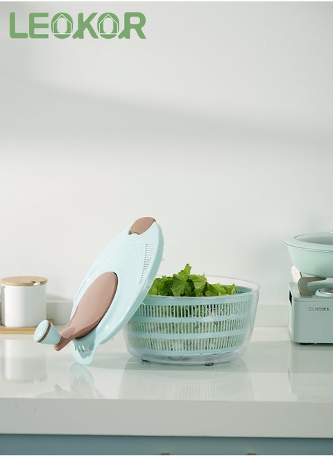 Salad Spinner, Multifunction Fruit Cleaner Drainer, 4L Vegetable Dryer with Drain, Bowl, Colander, Manual Salad Spinner and Drain Lettuce Quick Spinner, BPA Free