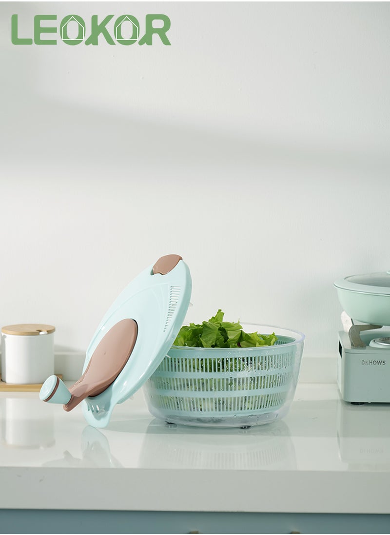 LEOKOR - Salad Spinner, Multifunction Fruit Cleaner Drainer, 4L Vegetable Dryer with Drain, Bowl, Colander, Manual Salad Spinner and Drain Lettuce Quick Spinner, BPA Free - Image 1