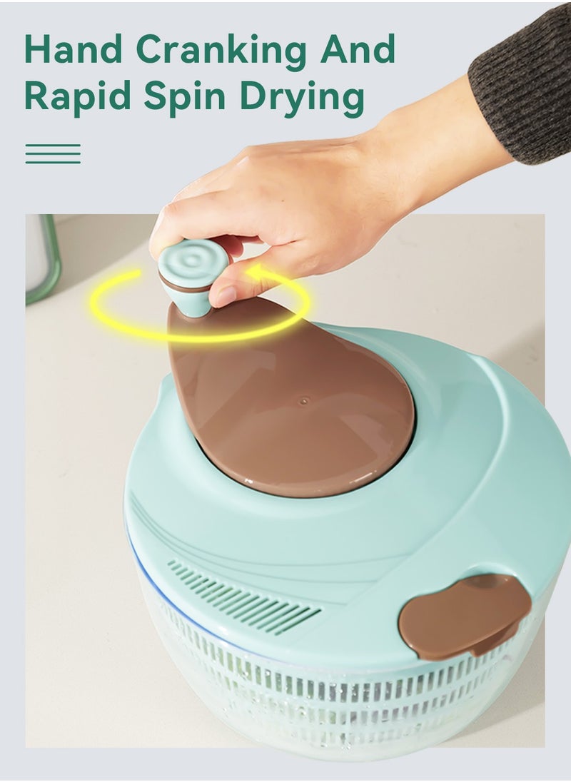 LEOKOR - Salad Spinner, Multifunction Fruit Cleaner Drainer, 4L Vegetable Dryer with Drain, Bowl, Colander, Manual Salad Spinner and Drain Lettuce Quick Spinner, BPA Free - Image 1